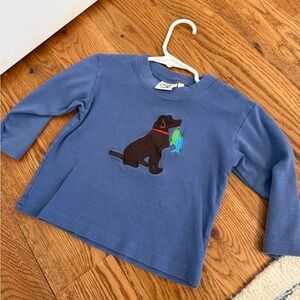 Luigi Kids Blue Long Sleeve Shirt with Dog Holding Fish Size 2T